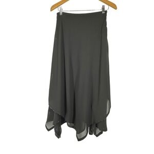 Vintage Womens Asymmetrical Whimsigoth Maxi Skirt Sz 8 Black Beaded Stevie Nicks